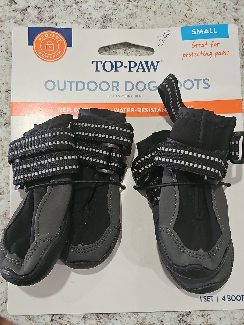 Top Paw Kdog Boots - Black and Gray Reflective Outdoor Paw Protectors Size Small